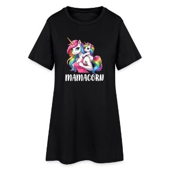 Mamacorn Mama Unicorn Mother Ladies Matching Look - Women’s T-Shirt Dress - black - Front
