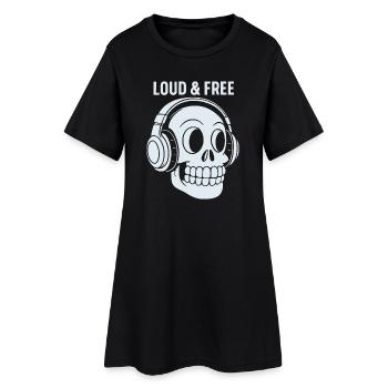 Skull Headphones Loud Free - Women’s T-Shirt Dress - black - Front