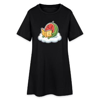 Melon kawaii en lisant - Robe T-shirt Femme - noir - Devant