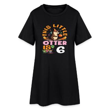 This Otter Is 6 - Cute Birthday Motif - Women’s T-Shirt Dress - black - Front