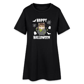 Cheval Happy Halloween Chaudron de la sorcière Chauve-souris - Robe T-shirt Femme - noir - Devant