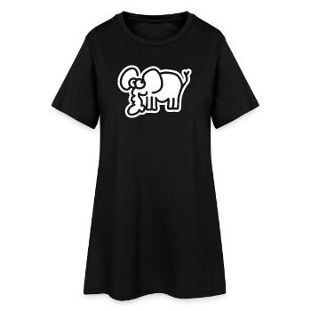 Petit éléphant - Motif d’animal de bande dessinée safari mignon - Robe T-shirt Femme - noir - Devant