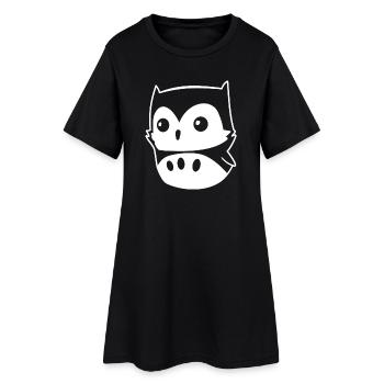 Eule Kawaii – süßes Eulenmotiv im Cartoon-Stil - Frauen T-Shirt-Kleid - Schwarz - Vorne