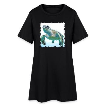 Underwater turtles close-up - Women’s T-Shirt Dress - black - Front