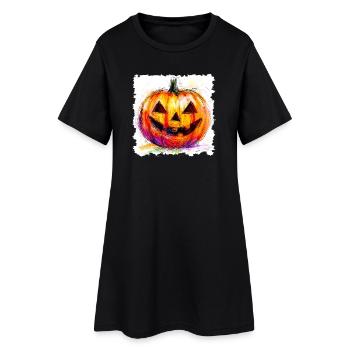 citrouille colorée jack-o-lantern - Robe T-shirt Femme - noir - Devant