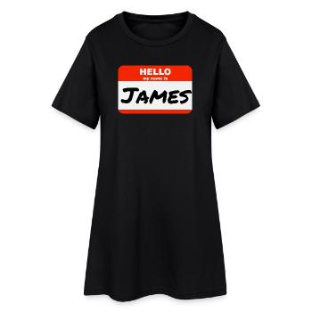 Bonjour, je m’appelle James Red Label avec le prénom - Robe T-shirt Femme - noir - Devant