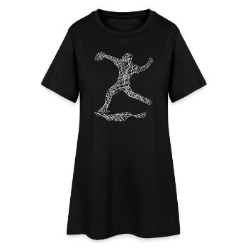 Baseball - Frauen T-Shirt-Kleid - Schwarz - Vorne