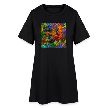 Words & Birds V2 - Women’s T-Shirt Dress - black - Front