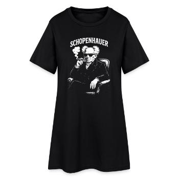 Schopenhauer, Philosoph, der eine Zigarre raucht, Porträt - Frauen T-Shirt-Kleid - Schwarz - Vorne