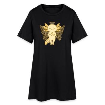 Axolotl Engel – Himmlisches Tiermotiv - Frauen T-Shirt-Kleid - Schwarz - Vorne