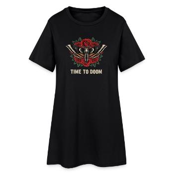 Totenköpfe Nachtfalter - Time to Doom - Frauen T-Shirt-Kleid - Schwarz - Vorne