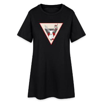 Hirsch Kuh Tracht Leder Reh Jagd Wild Alpen Fest - Frauen T-Shirt-Kleid - Schwarz - Vorne