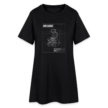 Retro Arcade Sketch on Grid - Women’s T-Shirt Dress - black - Front