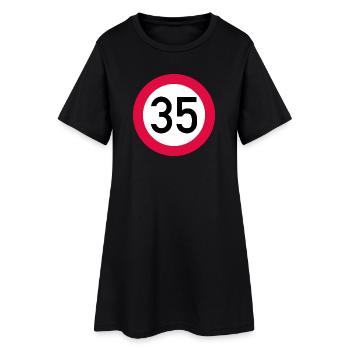 35. Geburtstag Achtung! Verkehrsschild 35 Km/h - Frauen T-Shirt-Kleid - Schwarz - Vorne
