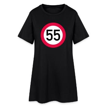 55. Geburtstag Achtung! Verkehrsschild 55 Km/h - Frauen T-Shirt-Kleid - Schwarz - Vorne