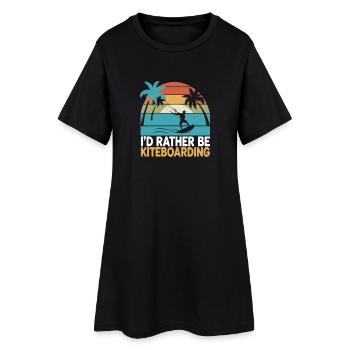  Lieber Kiteboarden Palmen Sonnenuntergang - Frauen T-Shirt-Kleid - Schwarz - Vorne