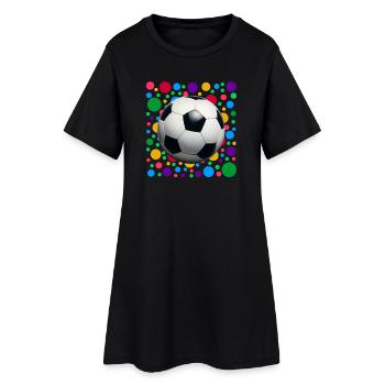 Ballon de football et de football – pois colorés et tachetés - Robe T-shirt Femme - noir - Devant