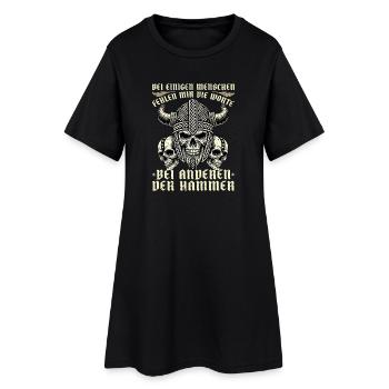 Nordische Mythologie Wikinger Runen Götter - Frauen T-Shirt-Kleid - Schwarz - Vorne