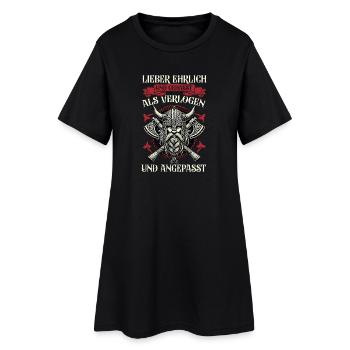 Nordische Mythologie Wikinger Runen Götter - Frauen T-Shirt-Kleid - Schwarz - Vorne