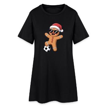 Dessin animé de football de Noël festif - Robe T-shirt Femme - noir - Devant