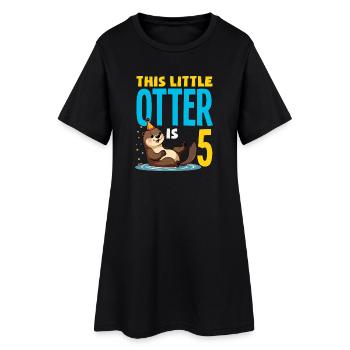 This Otter is 5 - Cute Birthday Motif - Women’s T-Shirt Dress - black - Front