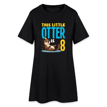 This Otter is 8 - Cute Birthday Motif - Women’s T-Shirt Dress - black - Front