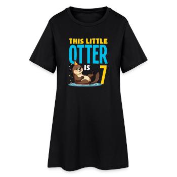 This Otter Is 7 - Cute Birthday Motif - Women’s T-Shirt Dress - black - Front