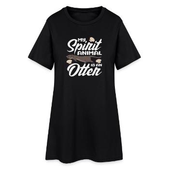 Animal spirituel mignon de loutre de mer - Robe T-shirt Femme - noir - Devant