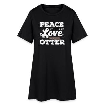 Loutre de mer dessin animé paix amour - Robe T-shirt Femme - noir - Devant