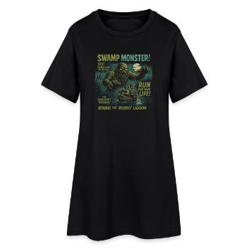Swamp Monster Movie Poster Vintage Halloween - Women’s T-Shirt Dress - black - Front