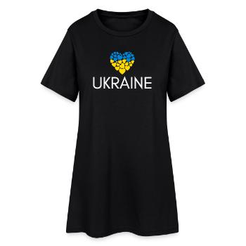 Cœur avec drapeau ukrainien, j’aime l’Ukraine - Robe T-shirt Femme - noir - Devant