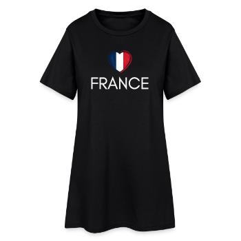 Cœur avec drapeau français, fierté française - Robe T-shirt Femme - noir - Devant