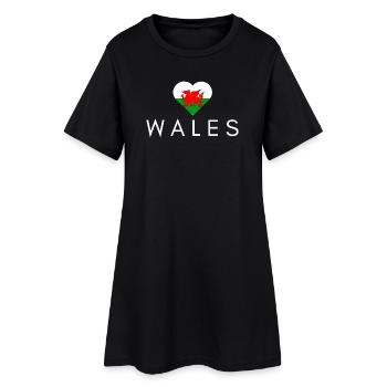 Herz mit walisischer Flagge, Meister Wales - Frauen T-Shirt-Kleid - Schwarz - Vorne