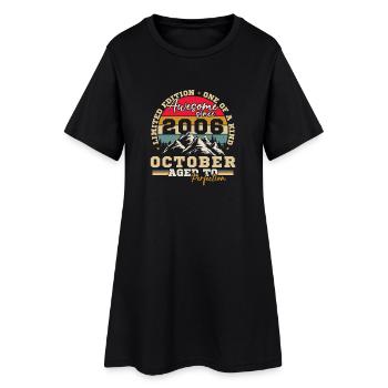 Octobre 2006 Vintage Cadeau Anniversaire - Robe T-shirt Femme - noir - Devant