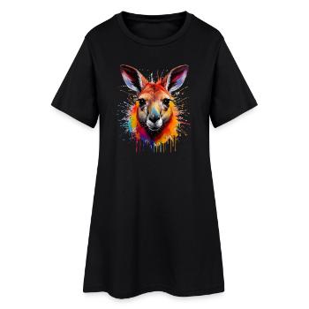 Kangaroo Color Explosion Portrait - Women’s T-Shirt Dress - black - Front