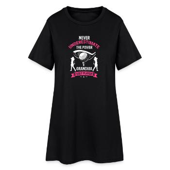 Never Underestimate Grandma On The Golf Course - Frauen T-Shirt-Kleid - Schwarz - Vorne