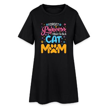 Ich will Katzenmama sein - Frauen T-Shirt-Kleid - Schwarz - Vorne