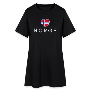 Cœur avec drapeau norvégien, fierté norvégienne - Robe T-shirt Femme - noir - Devant