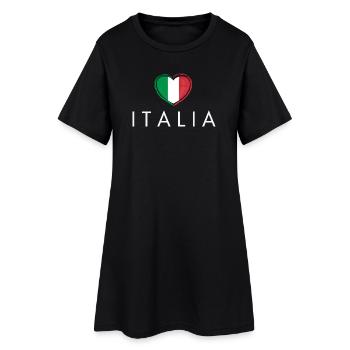 Cœur avec drapeau italien, j’adore l’Italie - Robe T-shirt Femme - noir - Devant