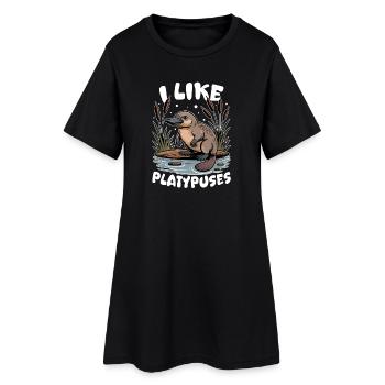 Funny aesthetic Kawaii Platypus - Women’s T-Shirt Dress - black - Front