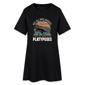 Funny aesthetic Kawaii Platypus - Women’s T-Shirt Dress - black - Front