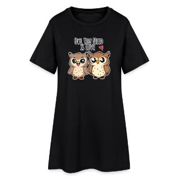 Mignons hiboux amoureux - Le hibou dont vous avez besoin est l’AMOUR - Robe T-shirt Femme - noir - Devant