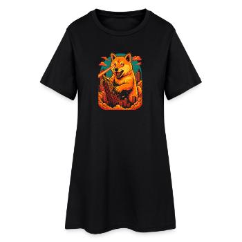 Laser Paws City Rampage, Chien Shiba Inu - Robe T-shirt Femme - noir - Devant