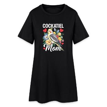 calopsitte maman oiseau fleurs coeur - Robe T-shirt Femme - noir - Devant