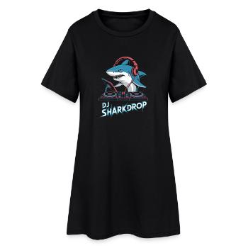 DJ SHARKDROP Hai DJ avec des écouteurs à la table de mixage - Robe T-shirt Femme - noir - Devant