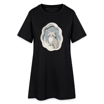 Winter raccoon in the snow - Women’s T-Shirt Dress - black - Front