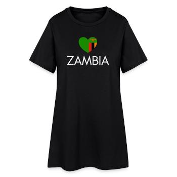 Cœur avec drapeau zambien, j’aime la Zambie - Robe T-shirt Femme - noir - Devant