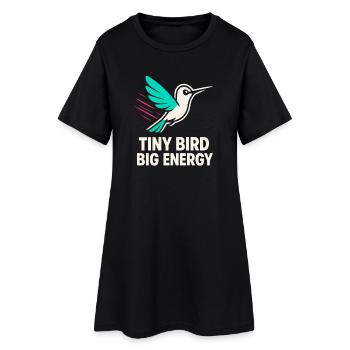 Drôle Colibri Mem Petit Oiseau Grande Énergie - Robe T-shirt Femme - noir - Devant