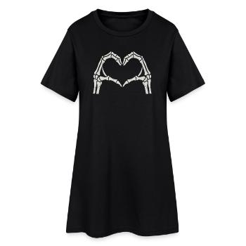 Cœur squelette mains - Robe T-shirt Femme - noir - Devant