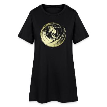 Surfer Silhouette Surfing - Frauen T-Shirt-Kleid - Schwarz - Vorne